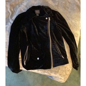 black velvet cropped moto jacket